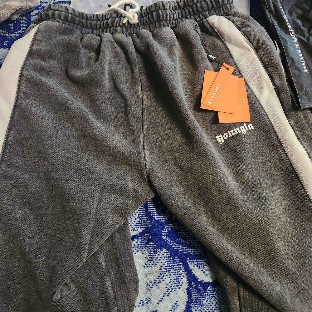 YoungLA Gray and Cream Sweatpants